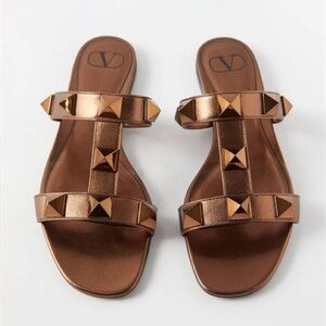 Valentino Bronze Roman Stud Sandals